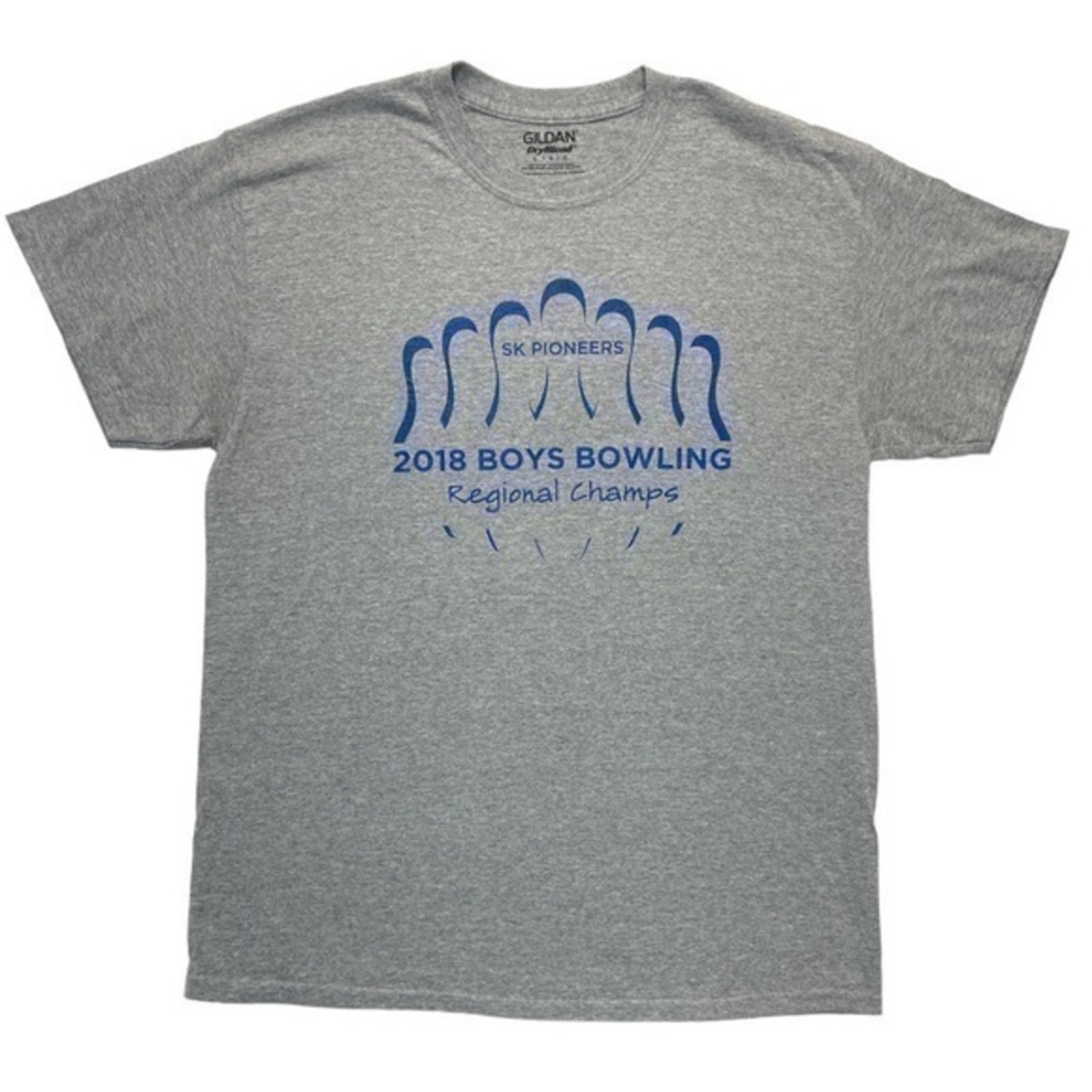Sk Pioneers Bowling Champs T-Shirt Men’s Large Gray Graphic Tee Y2k Short Sleeve